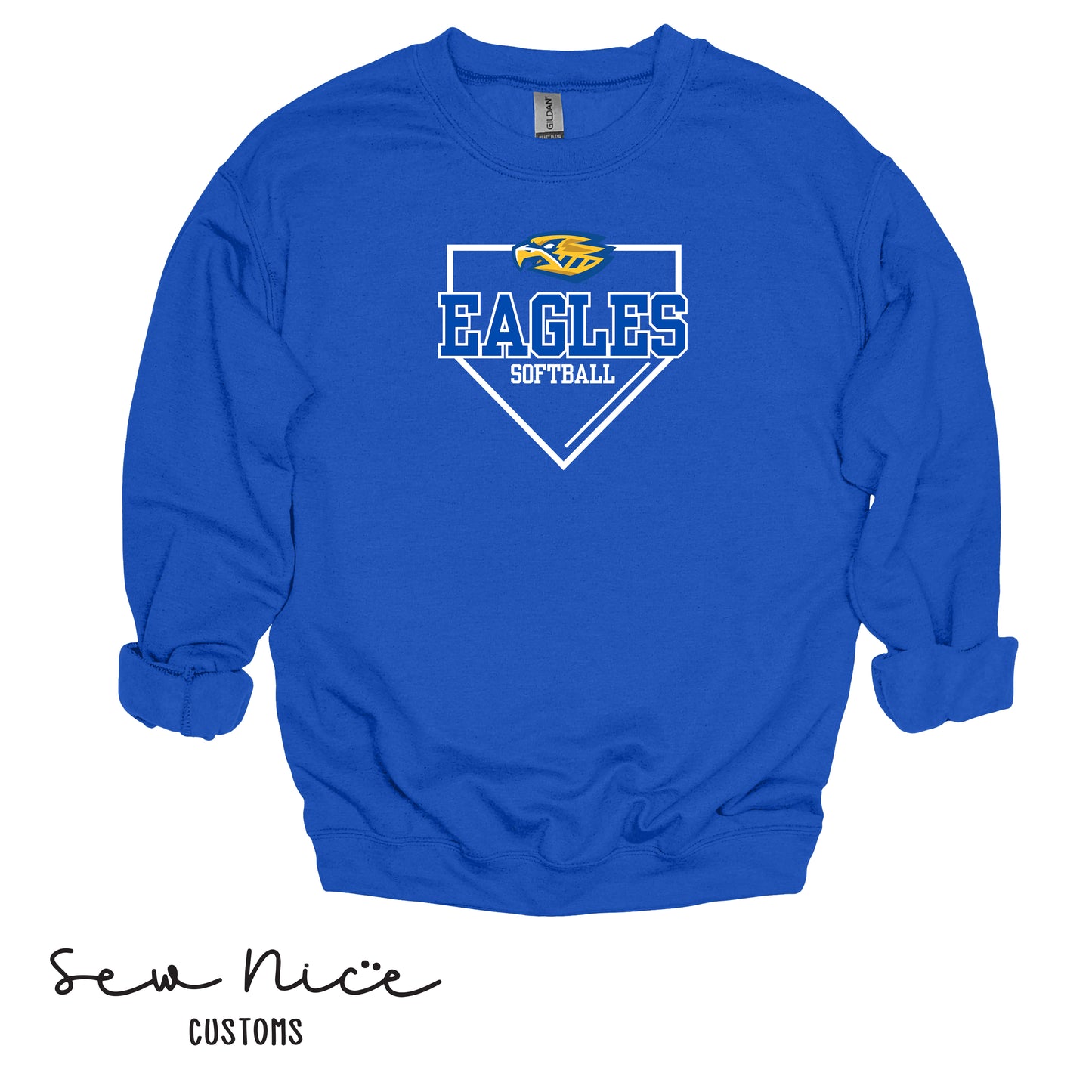 YOUTH Eagles Softball Plate- Crewneck Sweatshirt