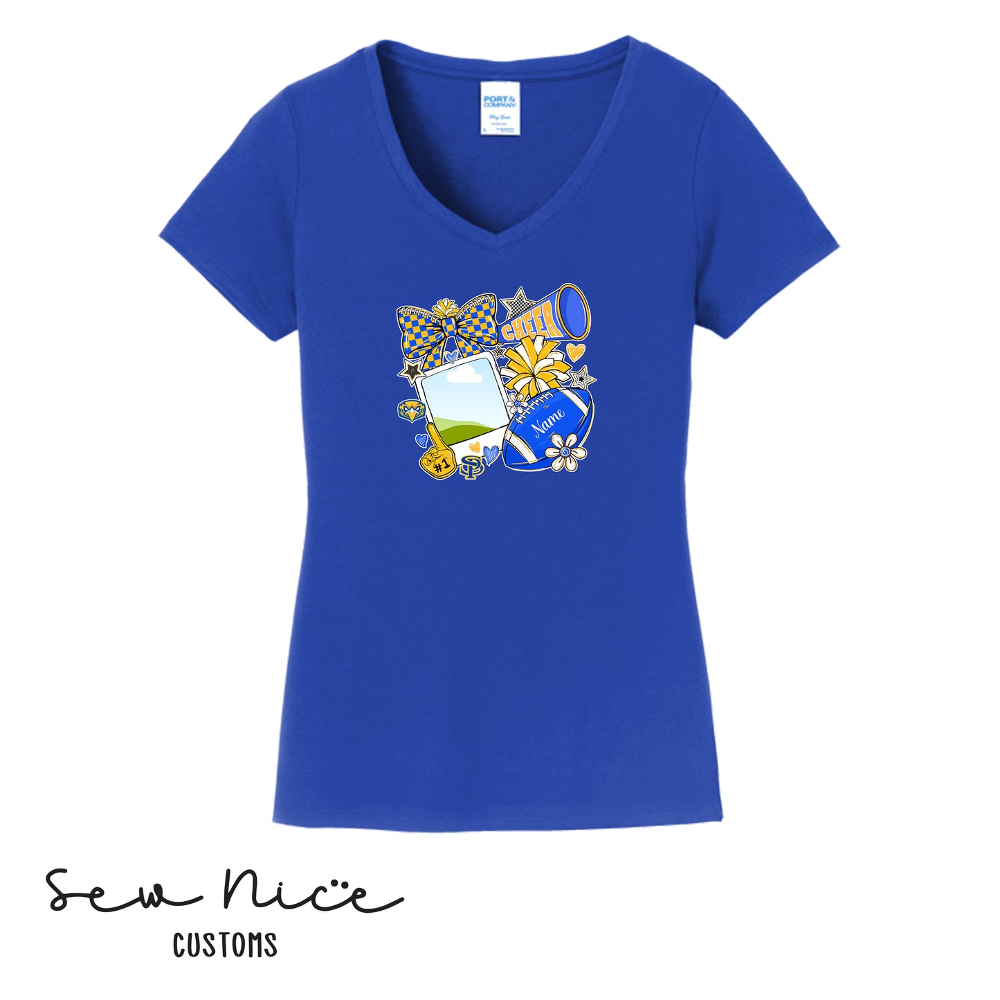 Custom SP Cheer Pic- Ladies V-Neck Shirt