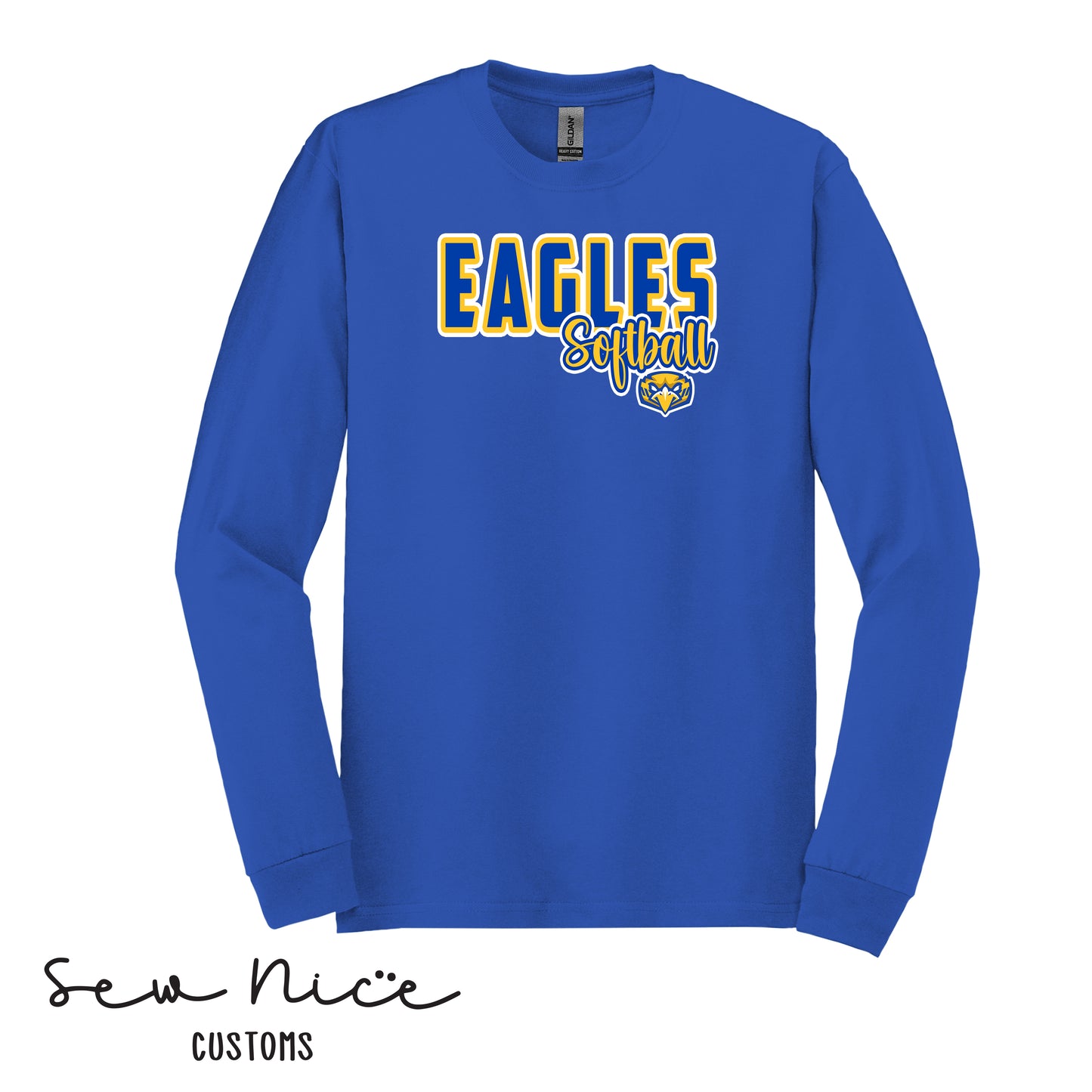 YOUTH Eagles Softball Script Long Sleeve Shirt