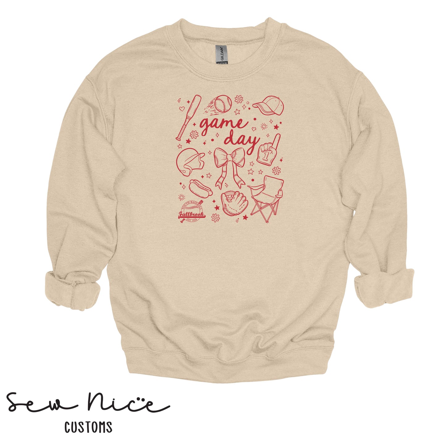 FYB Doodle Game Day- Unisex Cotton Crewneck Sweatshirt