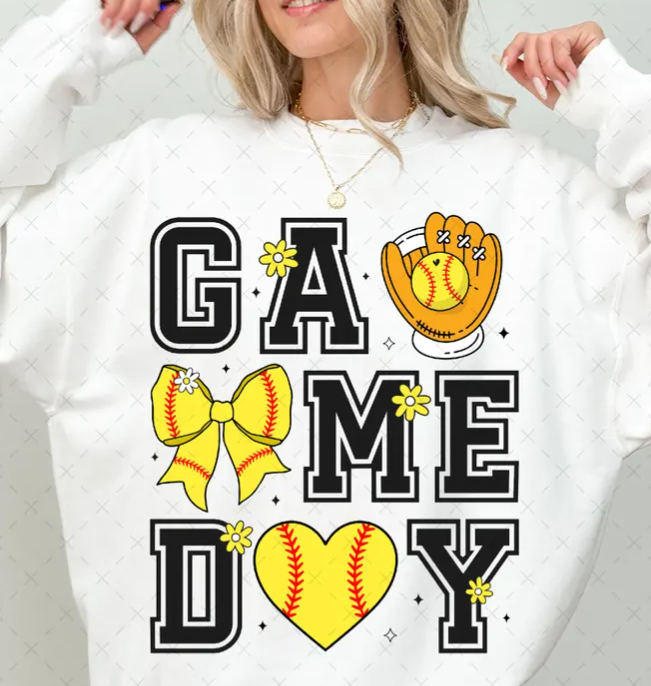 YOUTH- Softball Game Day - Shirt, Crewneck, Hoodie