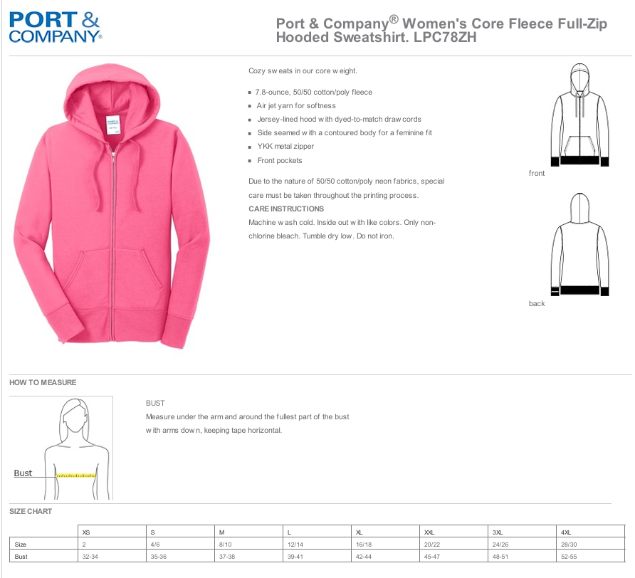 Bonsall District Logo LADIES Adult Full Zip Hoodie