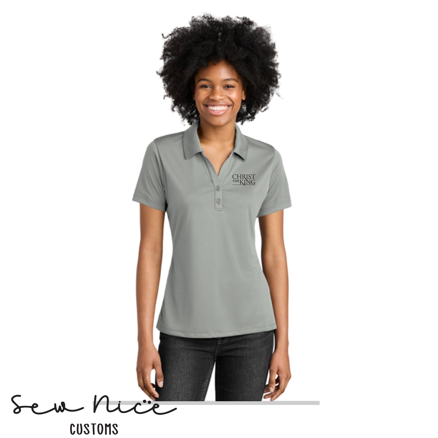 Embroidered Christ The King Logo - Ladies Polo