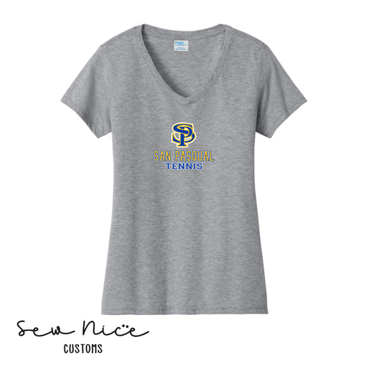 SP San Pasqual Tennis- Ladies V-Neck Shirt