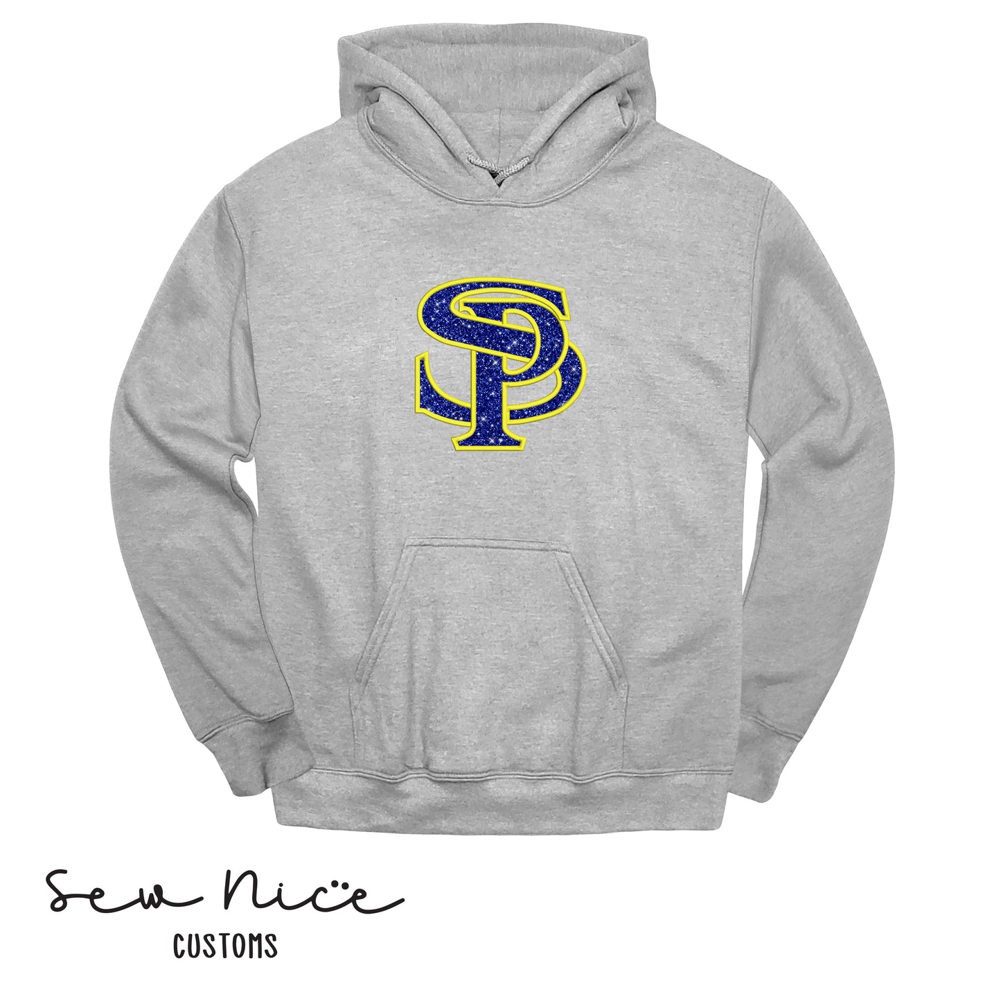 SP Glitter Embroidered Applique- Adult/Youth Hoodie- Football