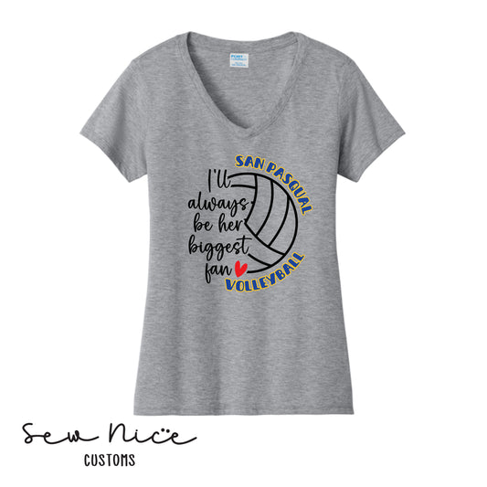 SP Volleyball Biggest Fan Ladies V-Neck Shirt