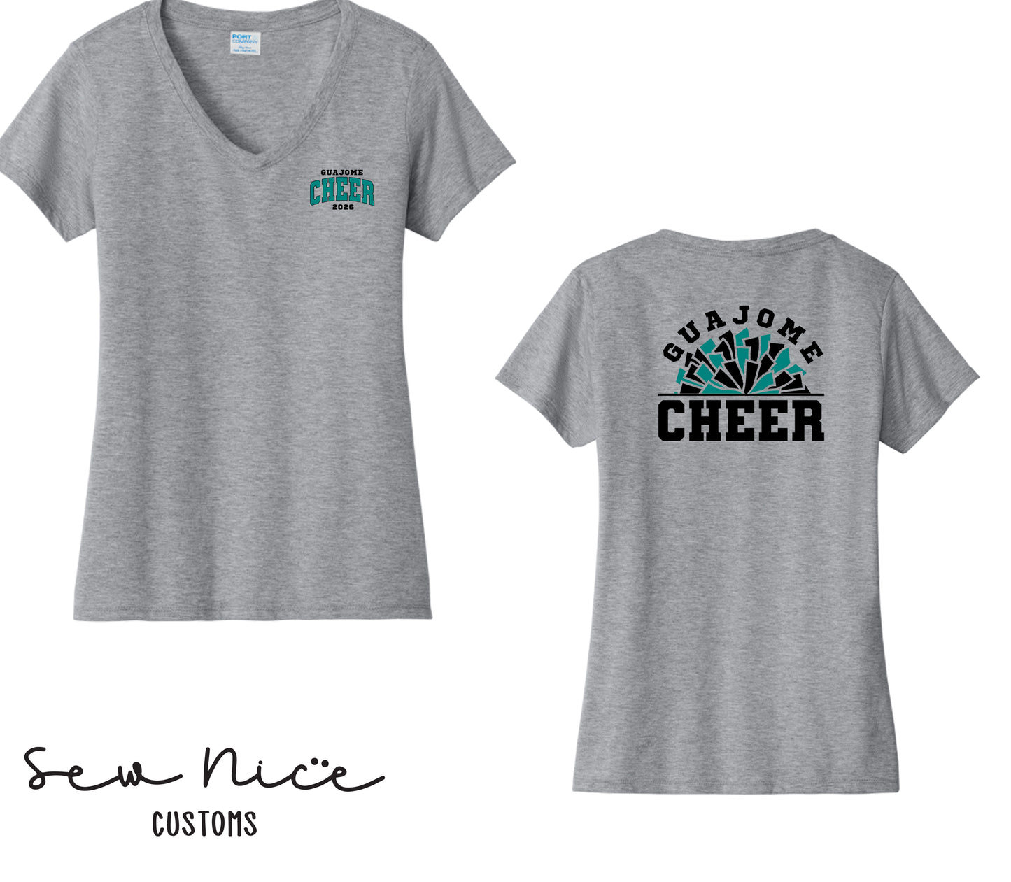 Guajome Pom Pom Cheer- Women's V-Neck Shirt
