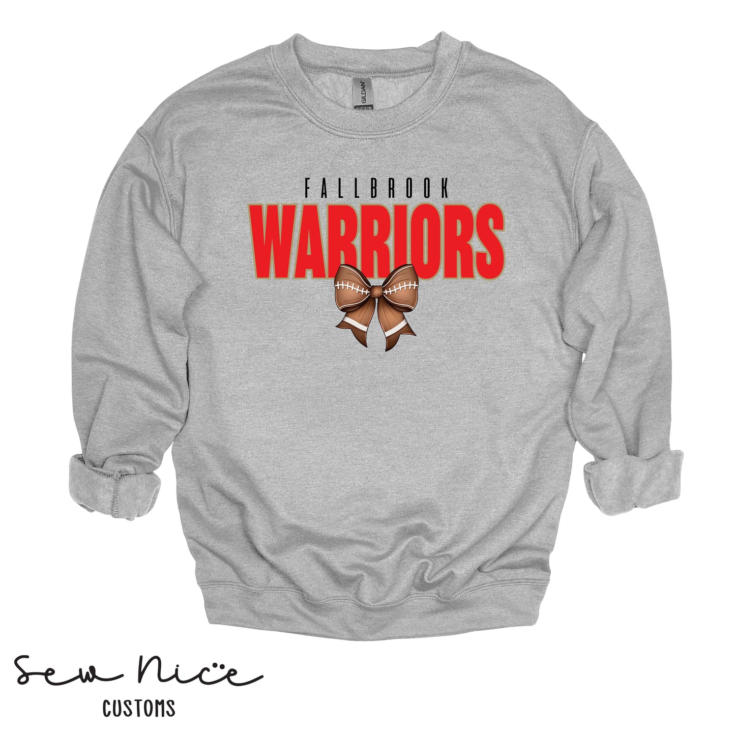 Fallbrook Football Bow- Crewneck Sweatshirt
