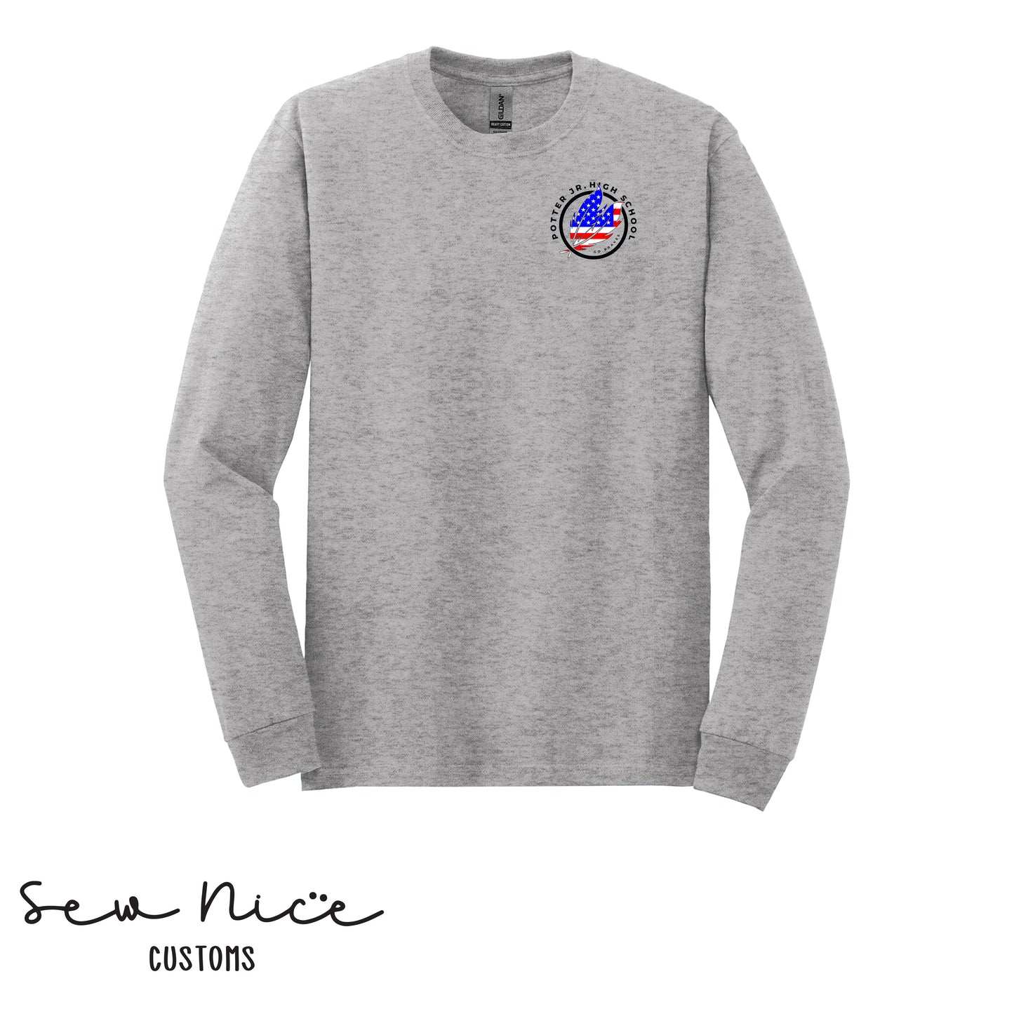 American Flag Potter Design- Unisex Adult/Youth Long Sleeve Shirt