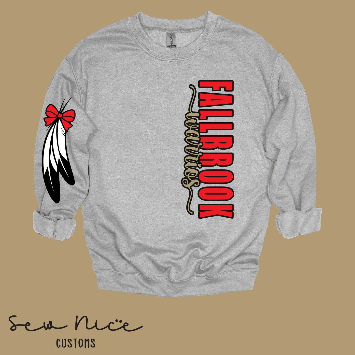 Fallbrook Warriors- Side Design Crewneck Sweatshirt