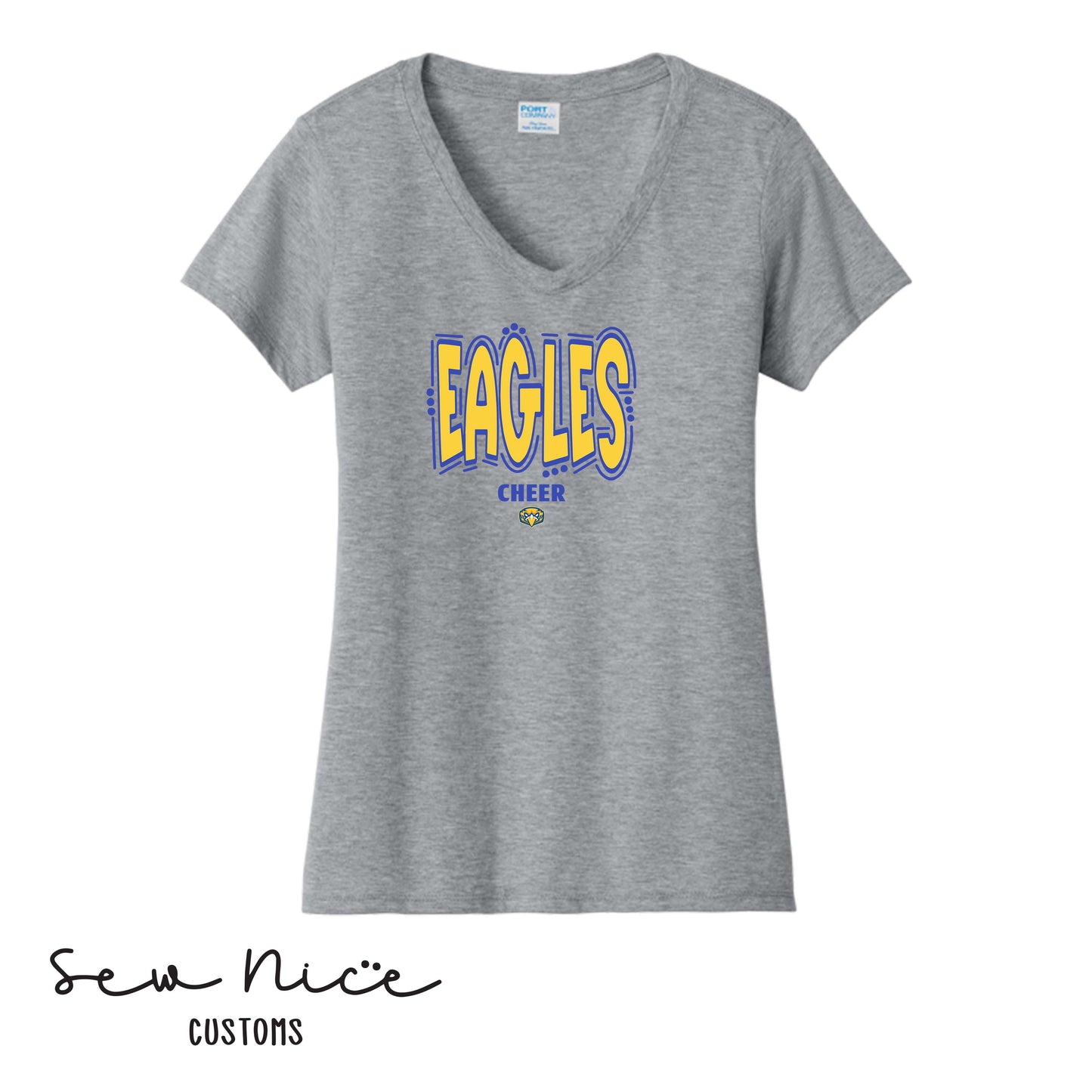 Eagles Doodle Cheer- Ladies V-Neck Shirt