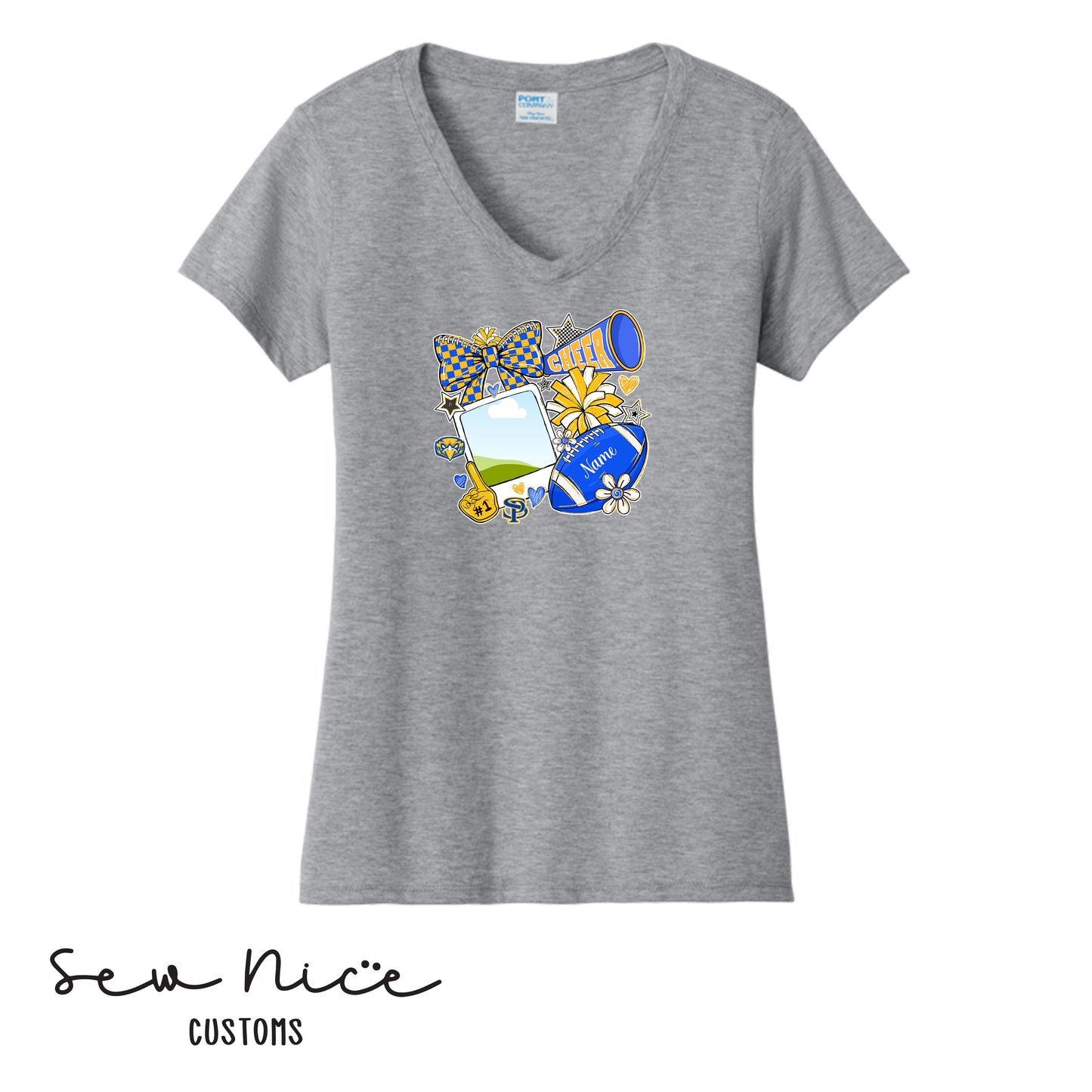 Custom SP Cheer Pic- Ladies V-Neck Shirt