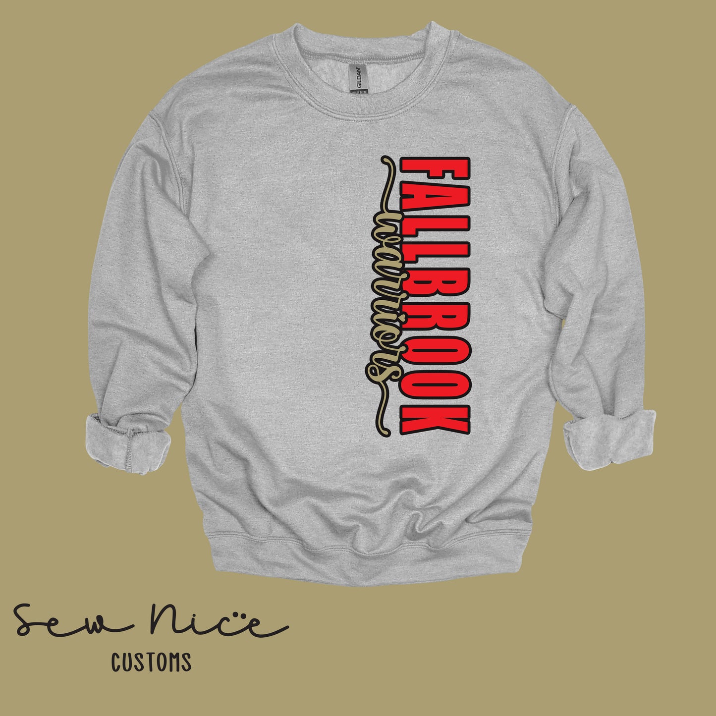 Fallbrook Warriors- Side Design Crewneck Sweatshirt