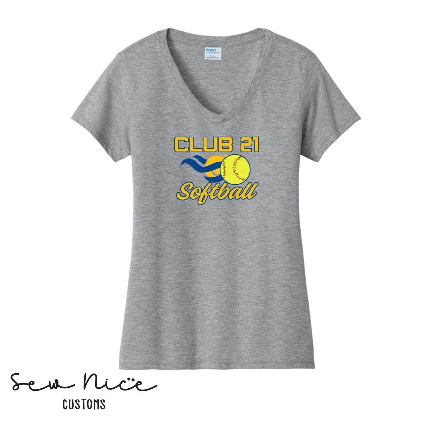 Club 21 Softball-Ladies V-Neck Shirt