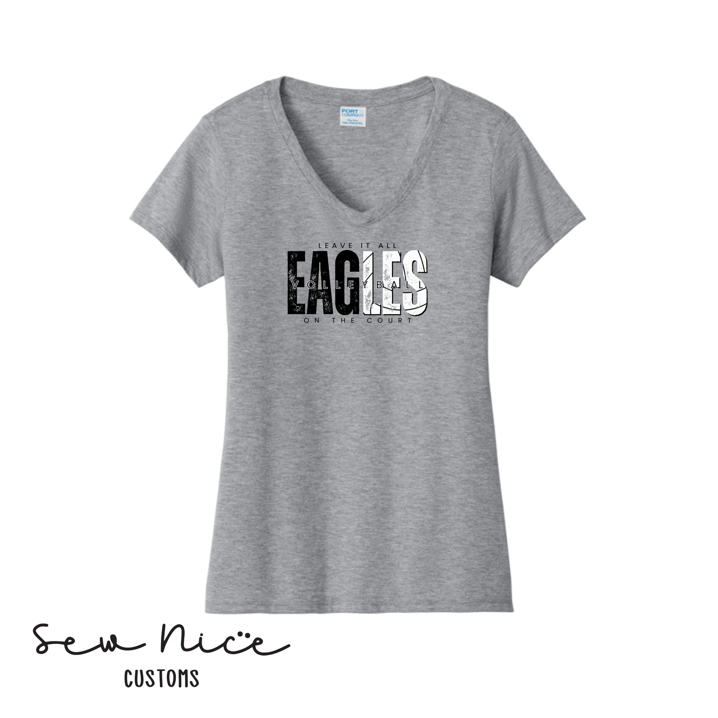 SP Eagles Volleyball-Leave It All On The Court-Ladies V-Neck Shirt