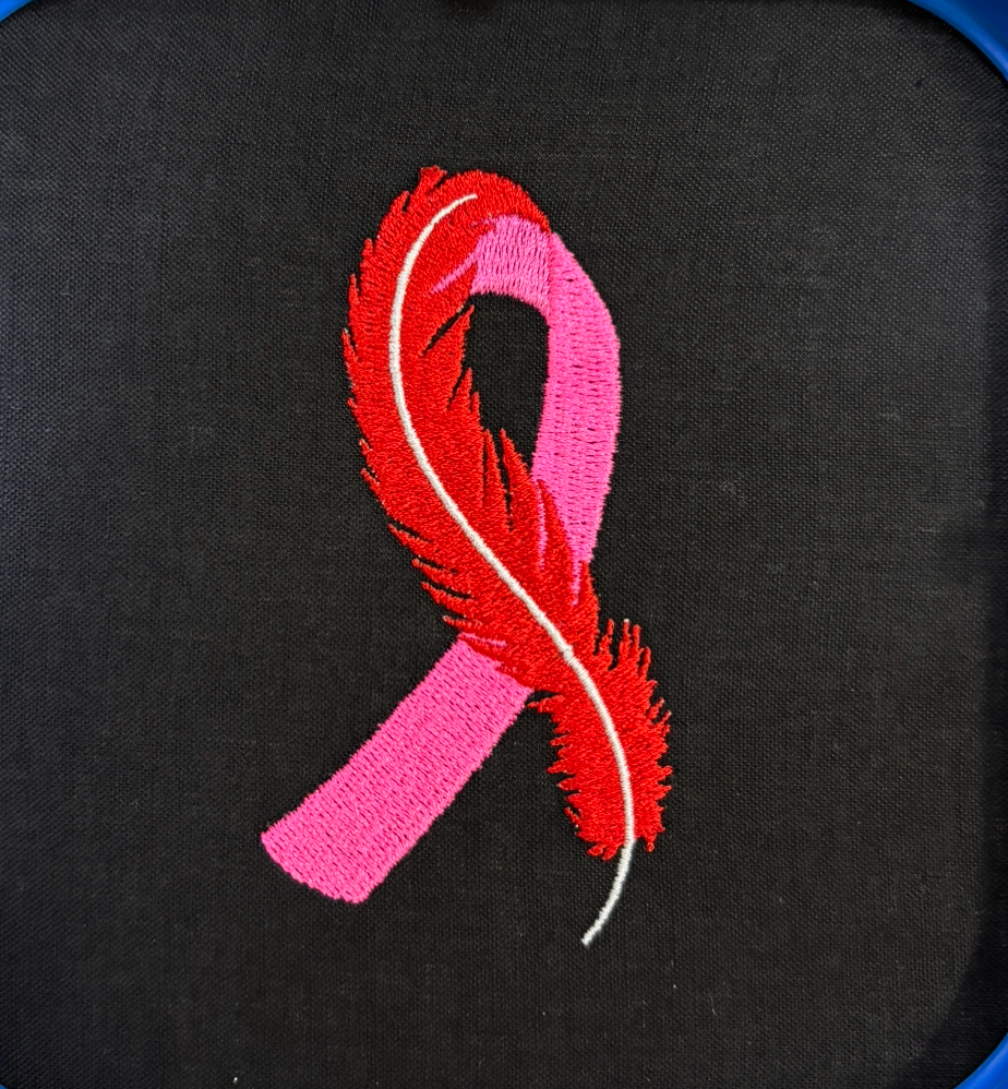 EMBROIDERED-Feather/Pink Ribbon- Hoodie -FPW