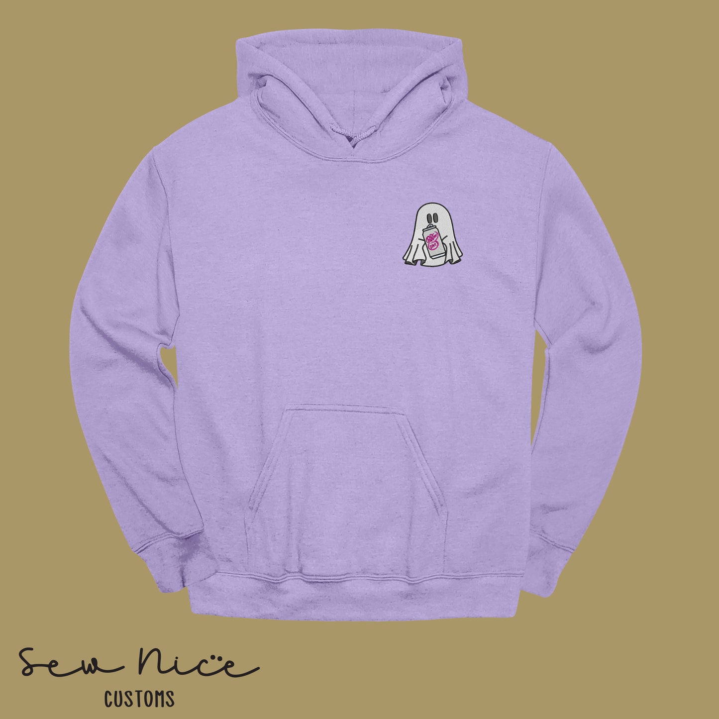 Embroidered Ghost with Drink - Unisex Hoodie