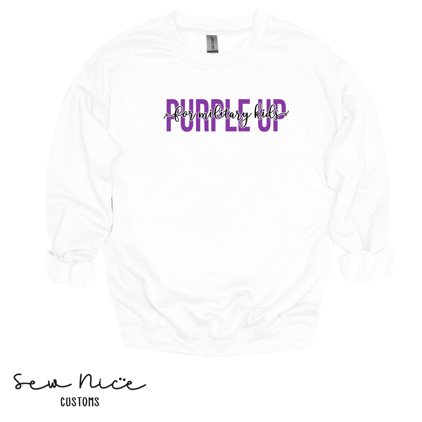 Purple Up Script -Adult Crewneck Sweatshirt
