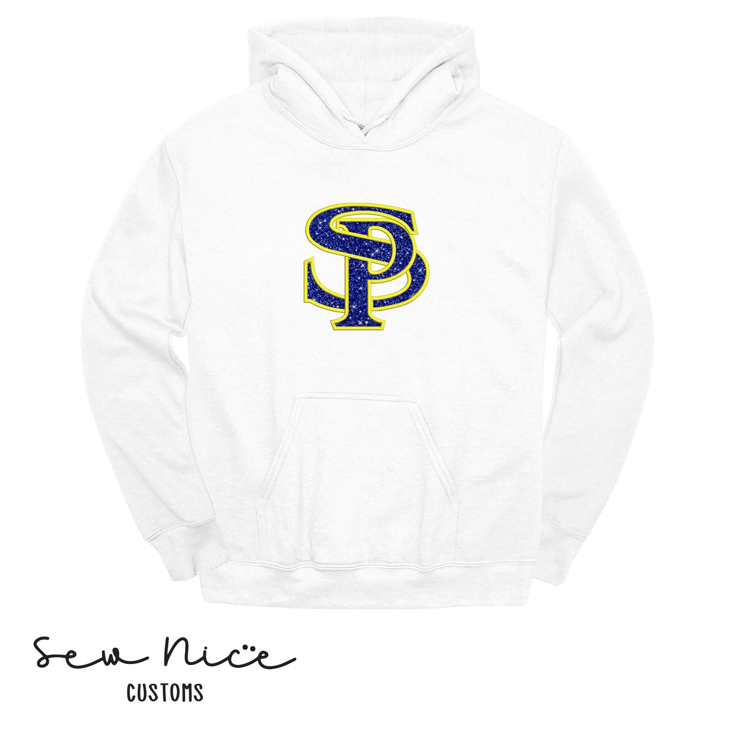 SP Glitter Embroidered Applique- Adult/Youth Hoodie- Football