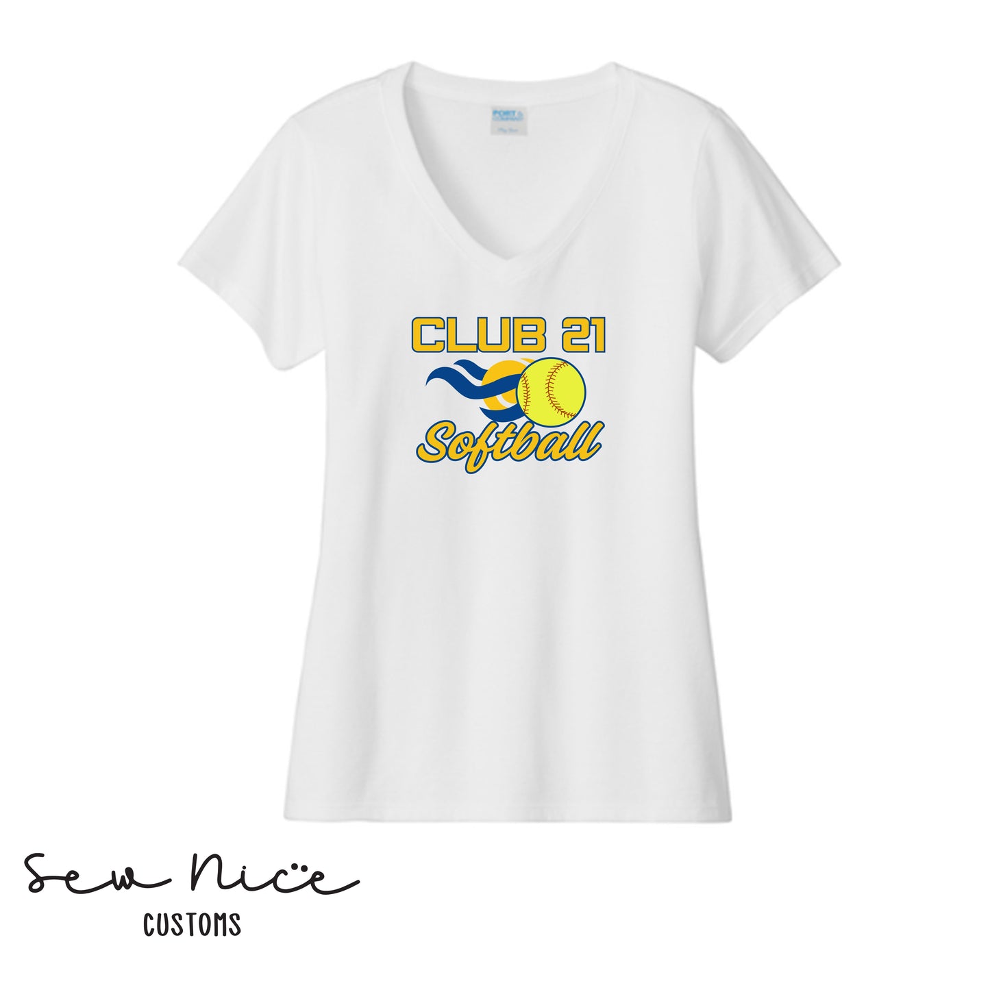 Club 21 Softball-Ladies V-Neck Shirt