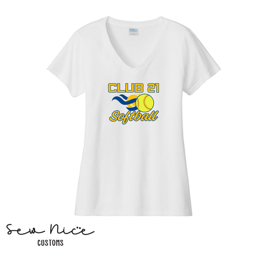 Club 21 Softball-Ladies V-Neck Shirt