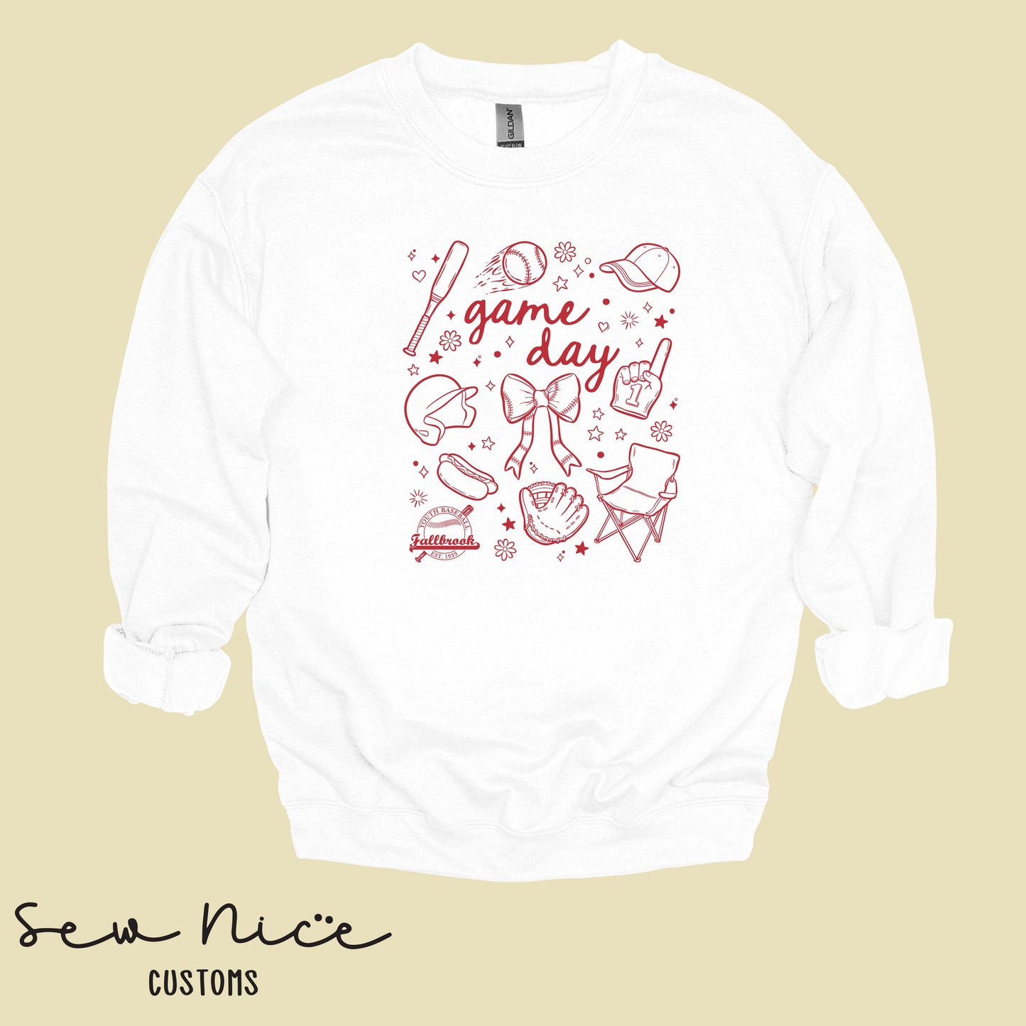 FYB Doodle Game Day- Unisex Cotton Crewneck Sweatshirt