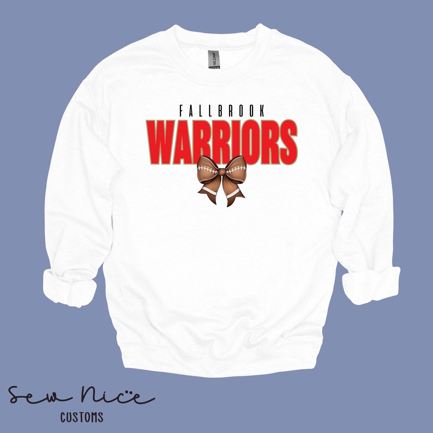 Fallbrook Football Bow- Crewneck Sweatshirt