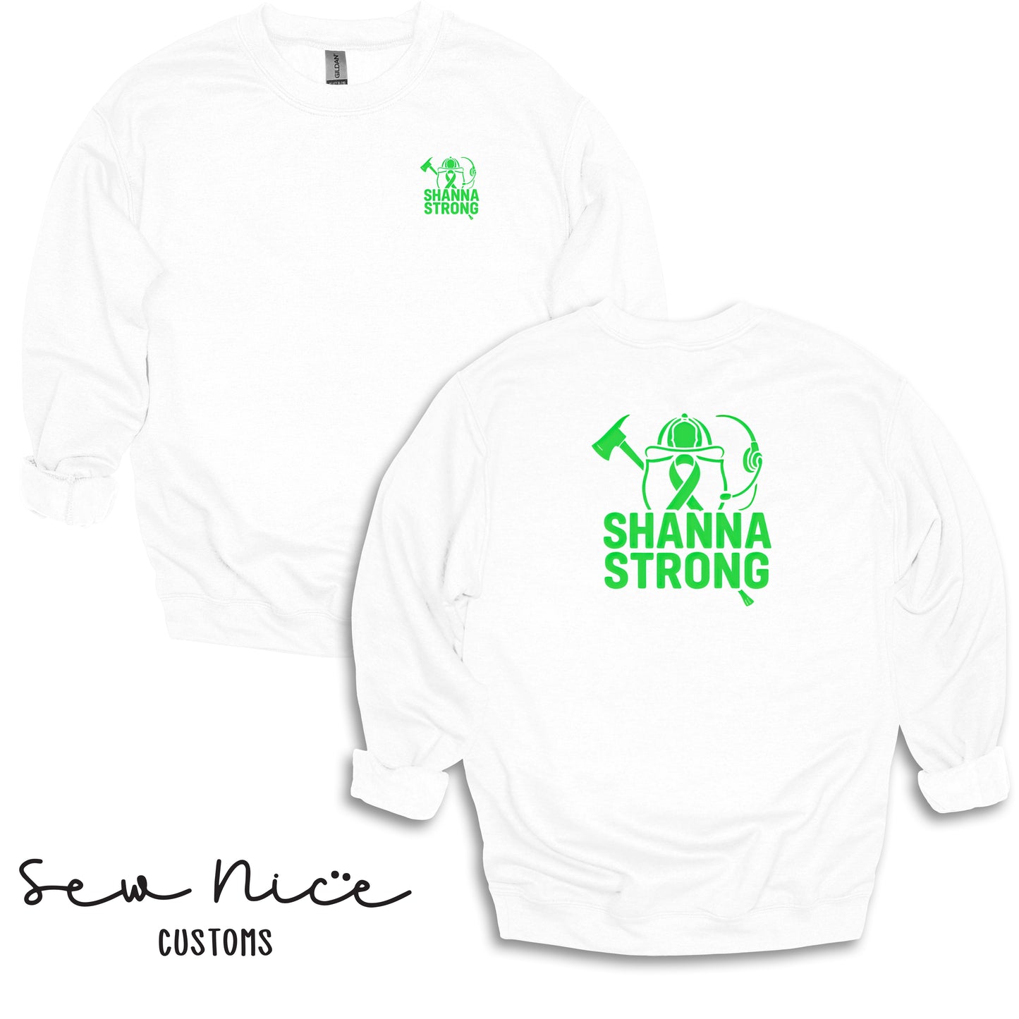 Shanna Strong Unisex Adult/Youth Crewneck Sweatshirt -Left Chest/Back Design