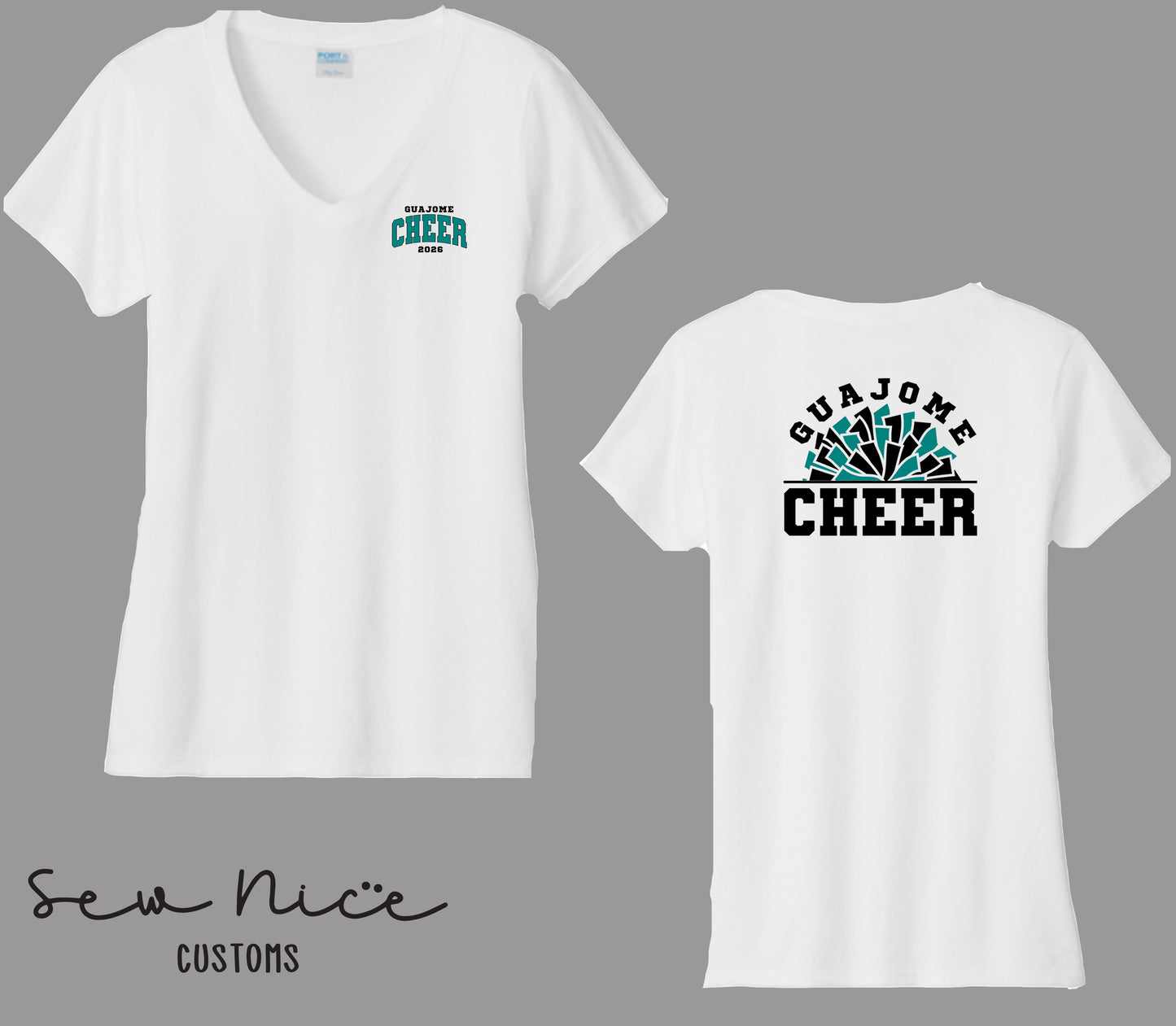 Guajome Pom Pom Cheer- Women's V-Neck Shirt
