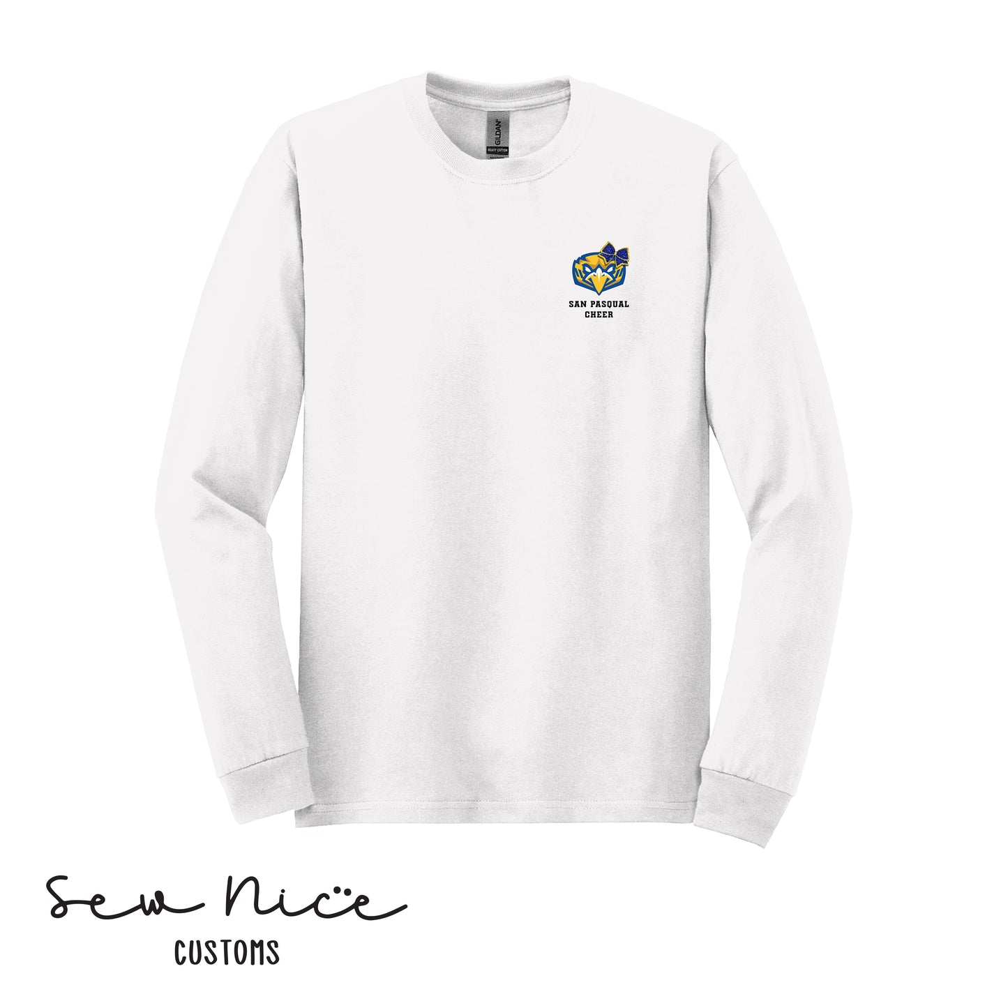 San Pasqual CHEER Glitter Bow- Unisex Adult/Youth Long Sleeve Shirt