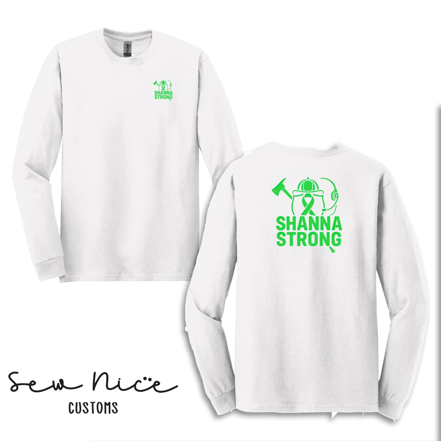 Shanna Strong Unisex Adult/Youth Long Sleeve Shirt -Left Chest/Back Designs