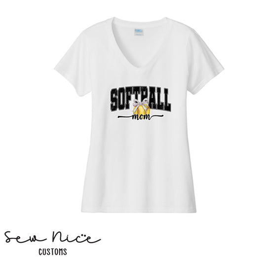 Softball Mom- Ladies V-Neck