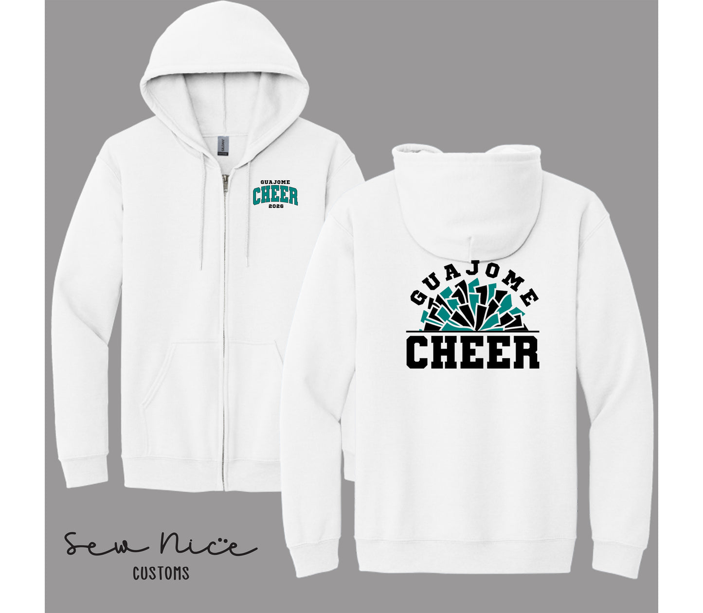 Guajome Pom Pom Cheer- Unisex Adult/Youth Full Zip Hoodie