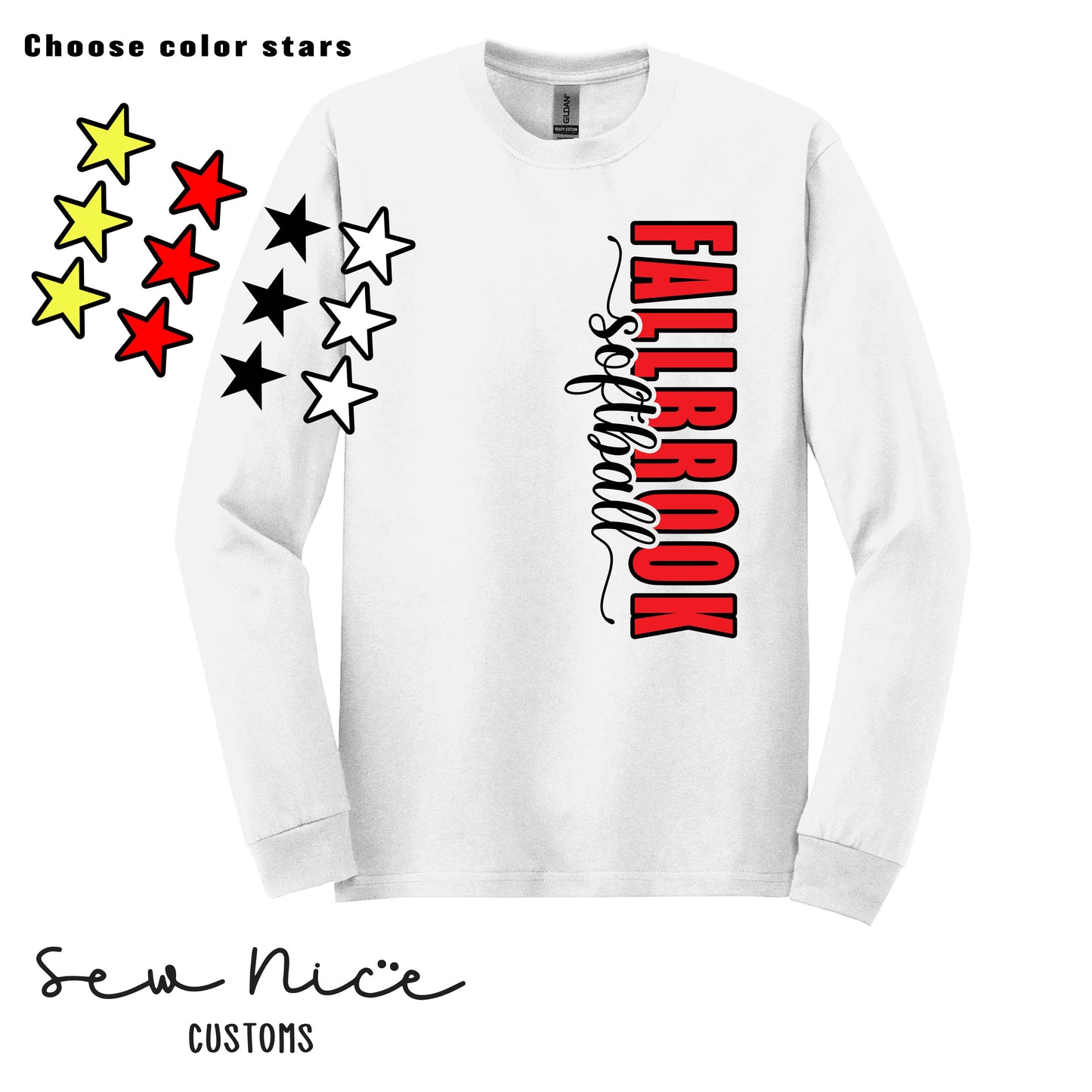 Fallbrook Softball Side Design- Unisex Long Sleeve Shirt