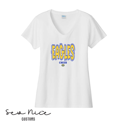 Eagles Doodle Cheer- Ladies V-Neck Shirt
