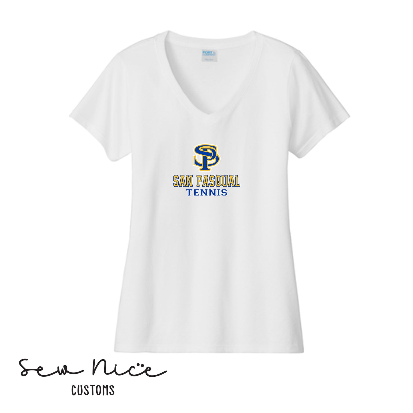 SP San Pasqual Tennis- Ladies V-Neck Shirt