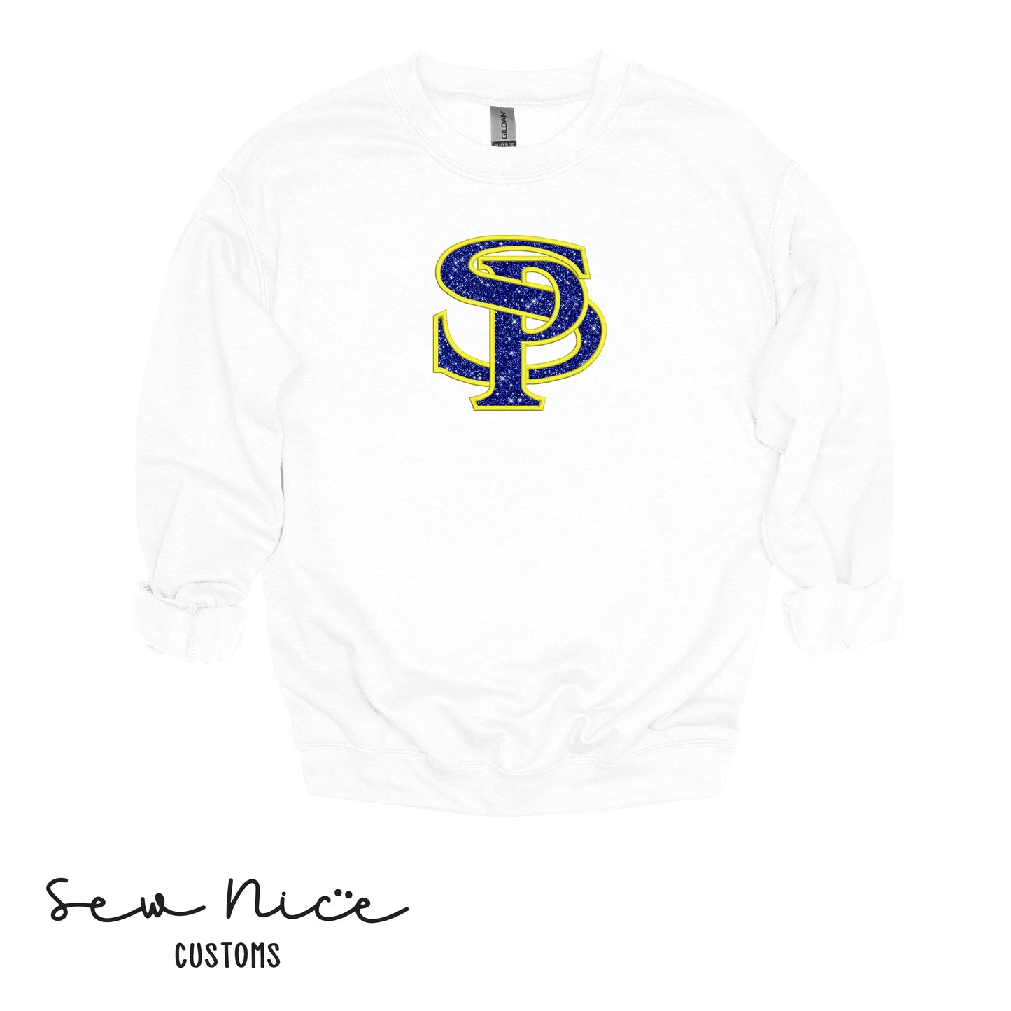 SP Glitter Embroidered Applique- Adult/Youth Crewneck Sweatshirt -Football