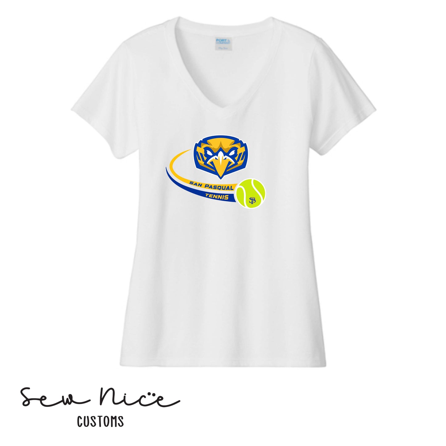 SP Eagles Swoosh Tennis- Ladies V-Neck Shirt