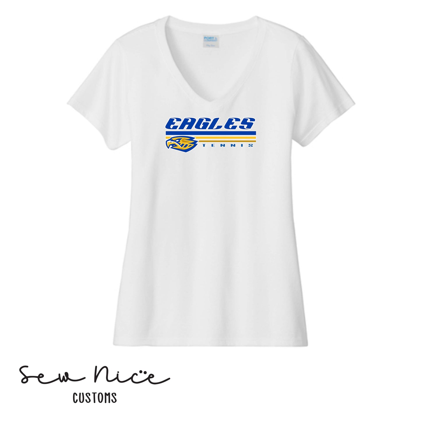 SP Eagles Lines- Tennis- Ladies V-Neck Shirt