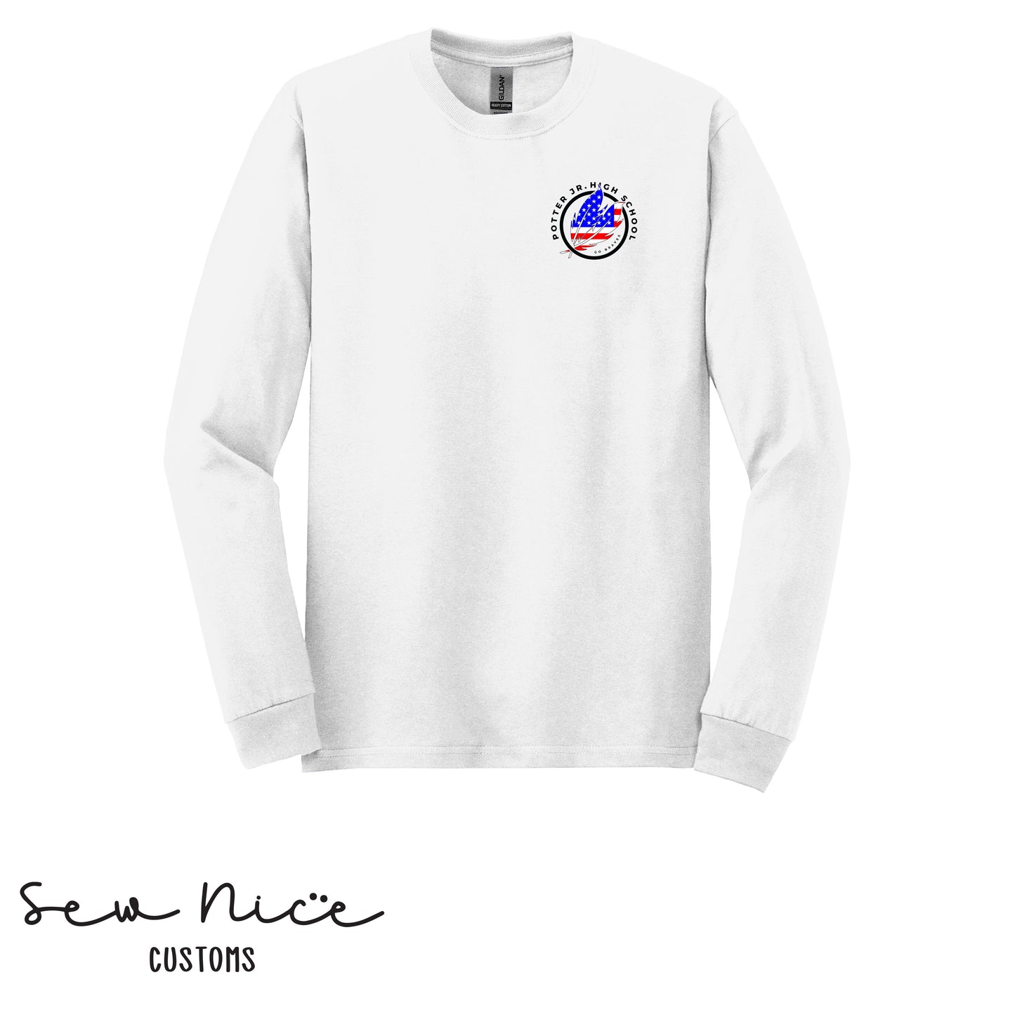 American Flag Potter Design- Unisex Adult/Youth Long Sleeve Shirt