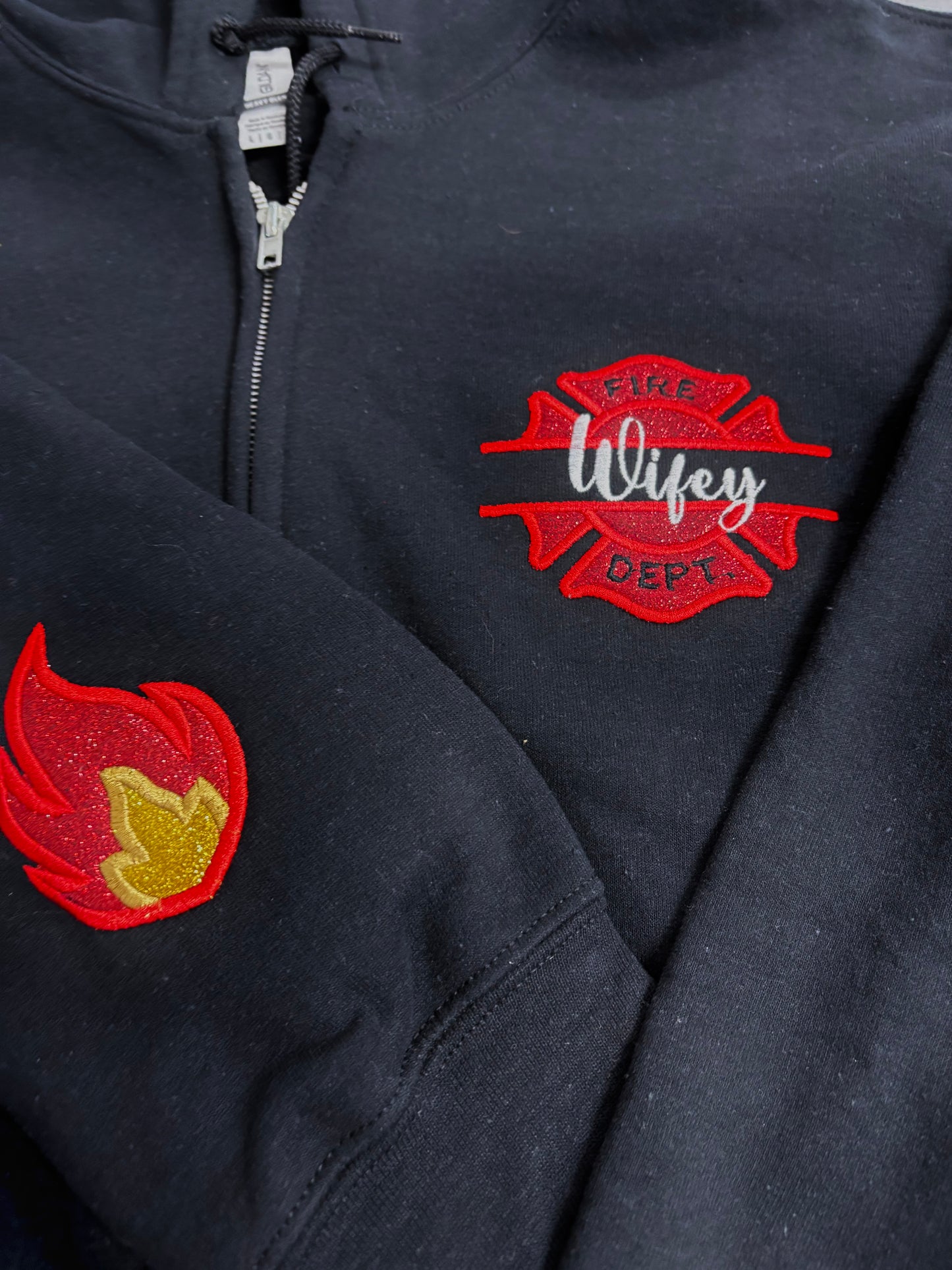 Firefighter Wifey - Glitter Embroidered Applique