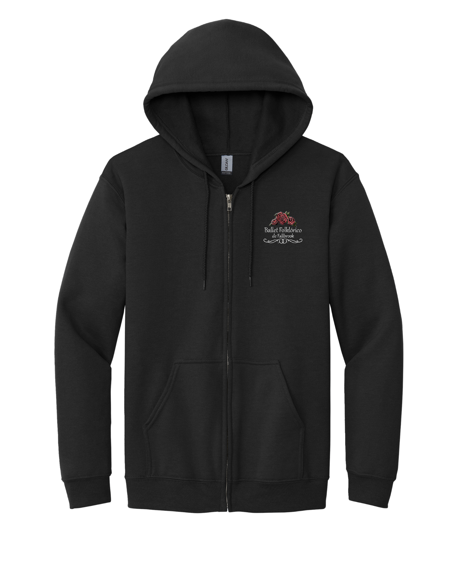 Embroidered Ballet Folklórico de Fallbrook Zip Up Hoodie Sew Nice Customs