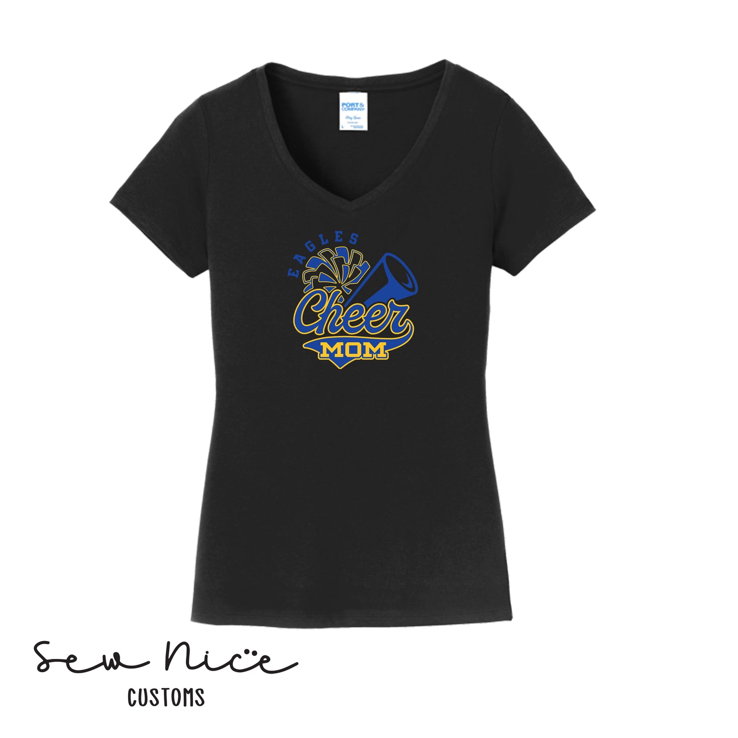 Eagles Cheer Mom- Ladies V-Neck Shirt