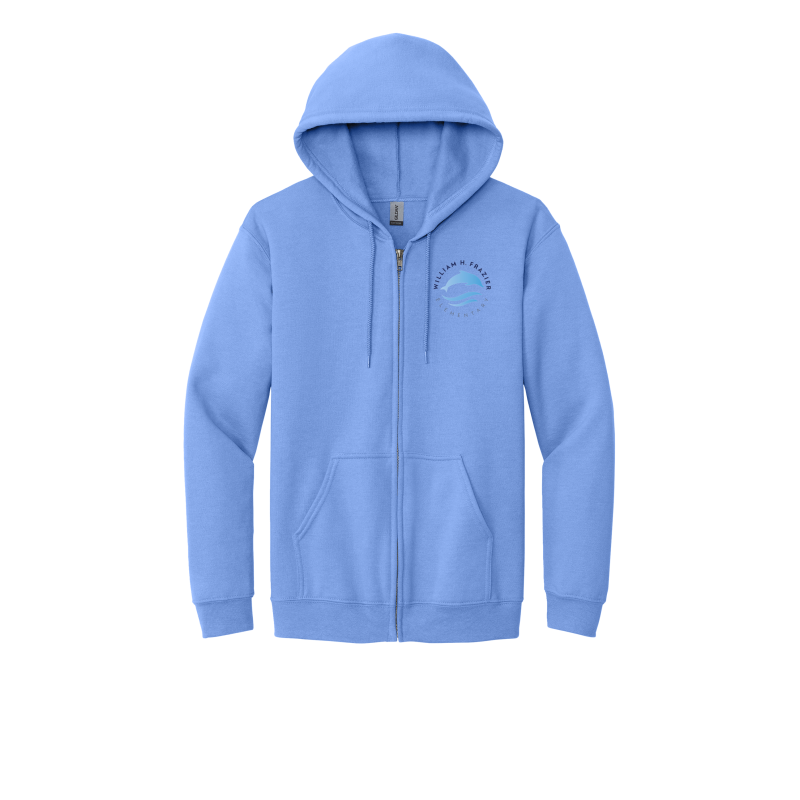 EMBROIDERED- Frazier Dolphin Logo- ADULT Full Zip Hoodie
