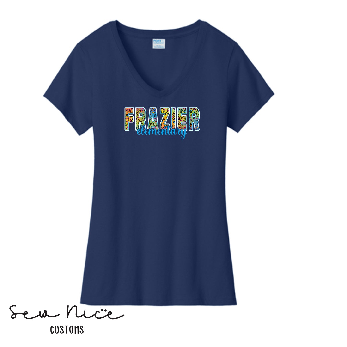 Leopard Frazier Design- Ladies V-Neck Shirt