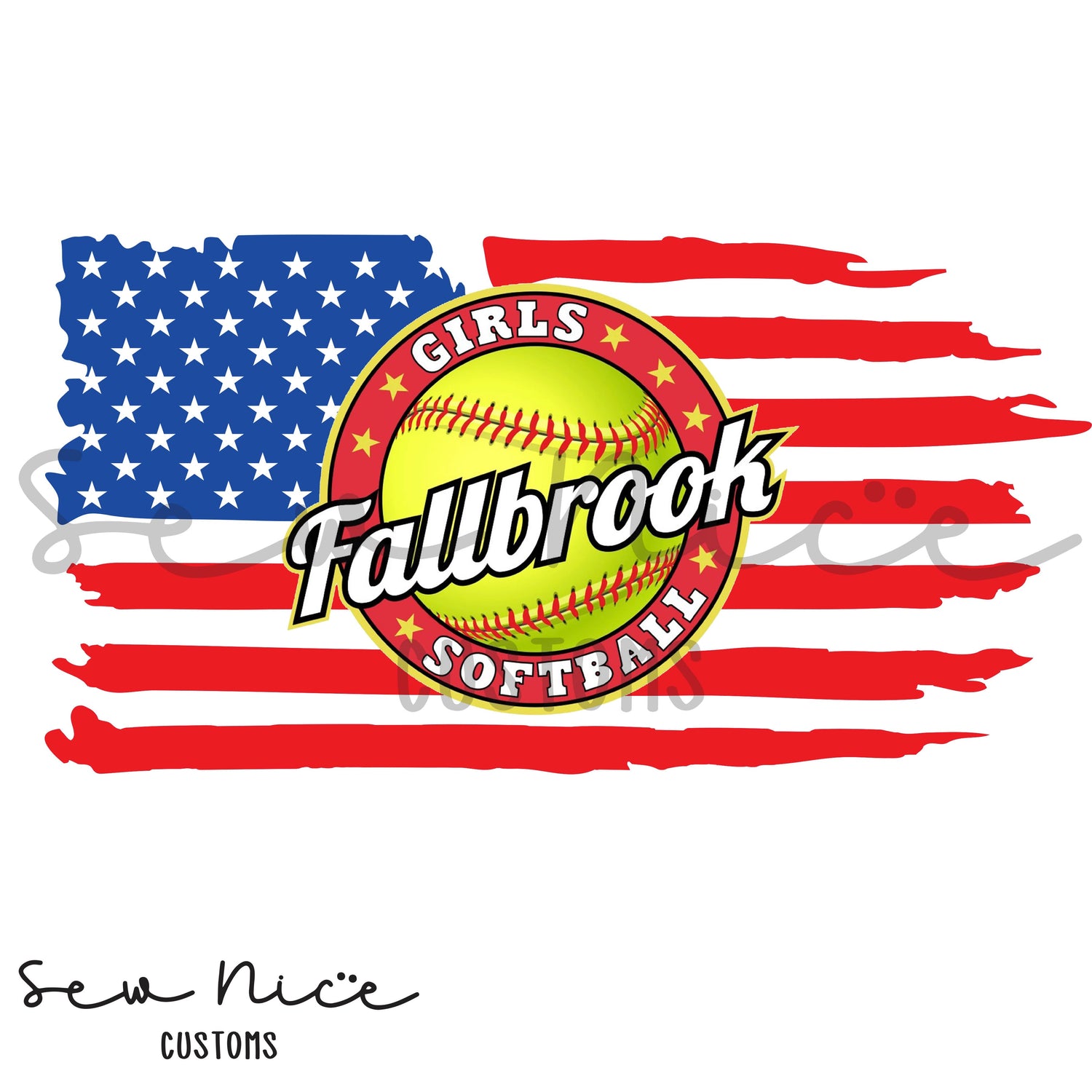 American Flag Fallbrook Softball Design