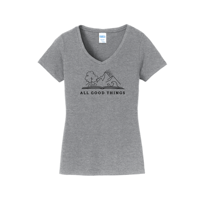 All Good Things- Ladies V-Neck Shirt