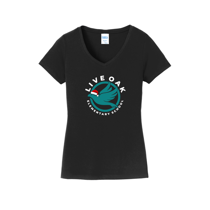 Live Oak Elementary Logo with Santa Hat -Women's V-Neck