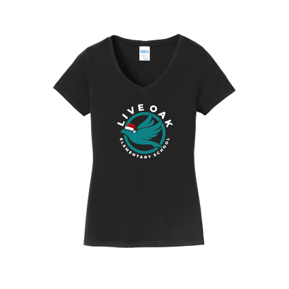 Live Oak Elementary Logo with Santa Hat -Women's V-Neck