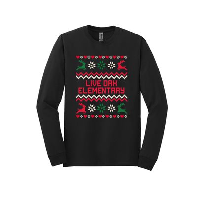 Live Oak Elementary Sweater- Red/Green (Shirt/Long Sleeve/Crewneck/Hoodie)